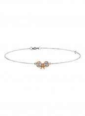 18 Karat Yellow Gold 0.14Ct Diamond Studded Bow Designed Bracelet