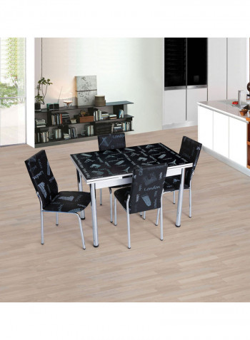 Istanbul 4 Seater Extendable Dining Set Black 110x70x80cm