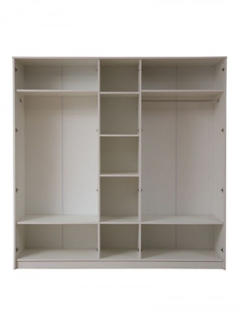 Boston 5-Door Wardrobe With Mirror White/Silver