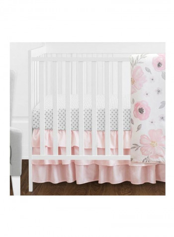 11-Piece Rose Flower Polka Dot Floral Crib Bedding Set