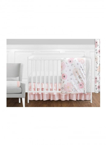 11-Piece Rose Flower Polka Dot Floral Crib Bedding Set