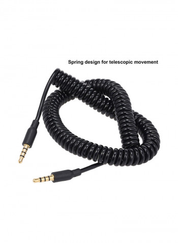 3.5mm Stereo Audio Line Spring Coil Aux Cable V6908-1_P Black