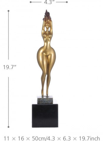 Charming Plump Lady Sculpture with Base Gold