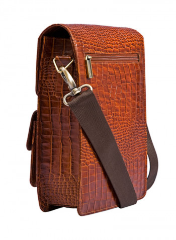 Wittet Croco Leather Messenger Bag Brown