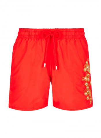 Motu Embroidered Swim Shorts Medcis Red