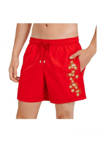 Motu Embroidered Swim Shorts Medcis Red
