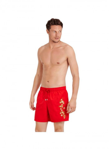 Motu Embroidered Swim Shorts Medcis Red