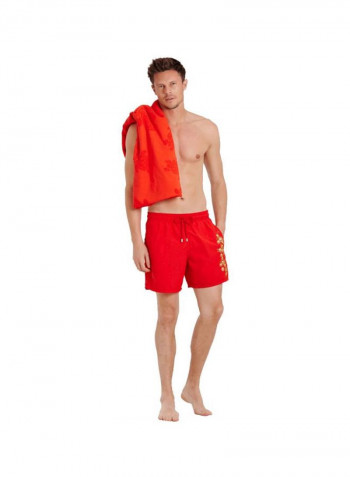 Motu Embroidered Swim Shorts Medcis Red