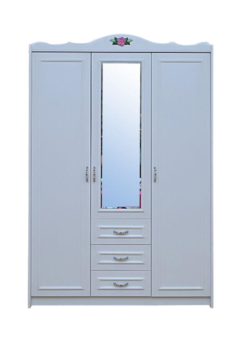 Mikkijo 3-Door Wardrobe White 140x204x58centimeter