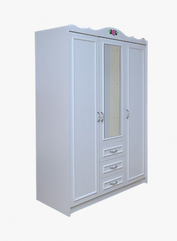 Mikkijo 3-Door Wardrobe White 140x204x58centimeter