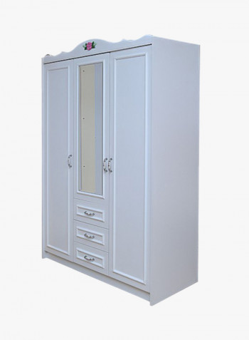 Mikkijo 3-Door Wardrobe White 140x204x58centimeter