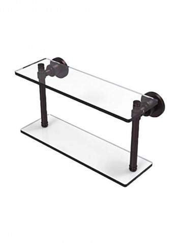 Washing Square Collection Two Tiered Glass Shelf Antique Bronze/Clear 16inch
