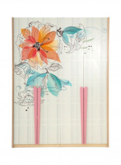 Julie 4-Door Wardrobe White/Beige/Pink 166x60x220cm