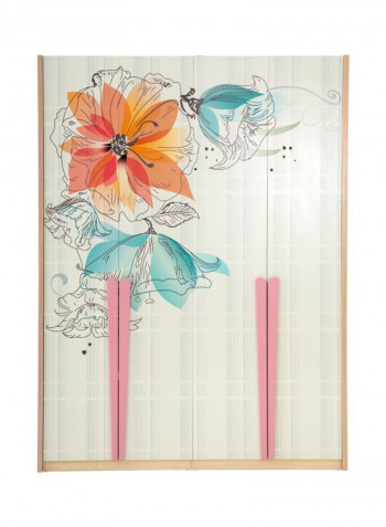 Julie 4-Door Wardrobe White/Beige/Pink 166x60x220cm