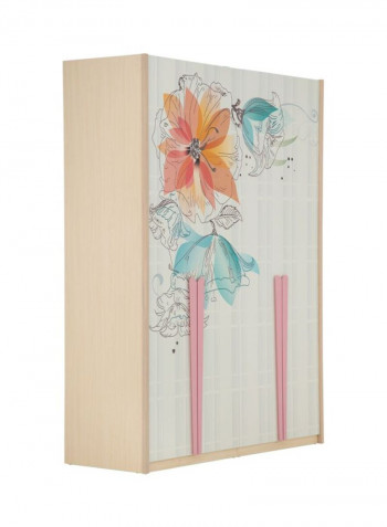Julie 4-Door Wardrobe White/Beige/Pink 166x60x220cm
