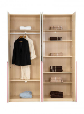 Julie 4-Door Wardrobe White/Beige/Pink 166x60x220cm