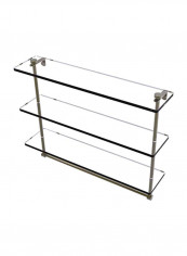 Triple Tiered Integrated Towel Bar Glass Shelf Clear/Gold 22inch