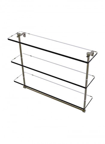 Triple Tiered Integrated Towel Bar Glass Shelf Clear/Gold 22inch