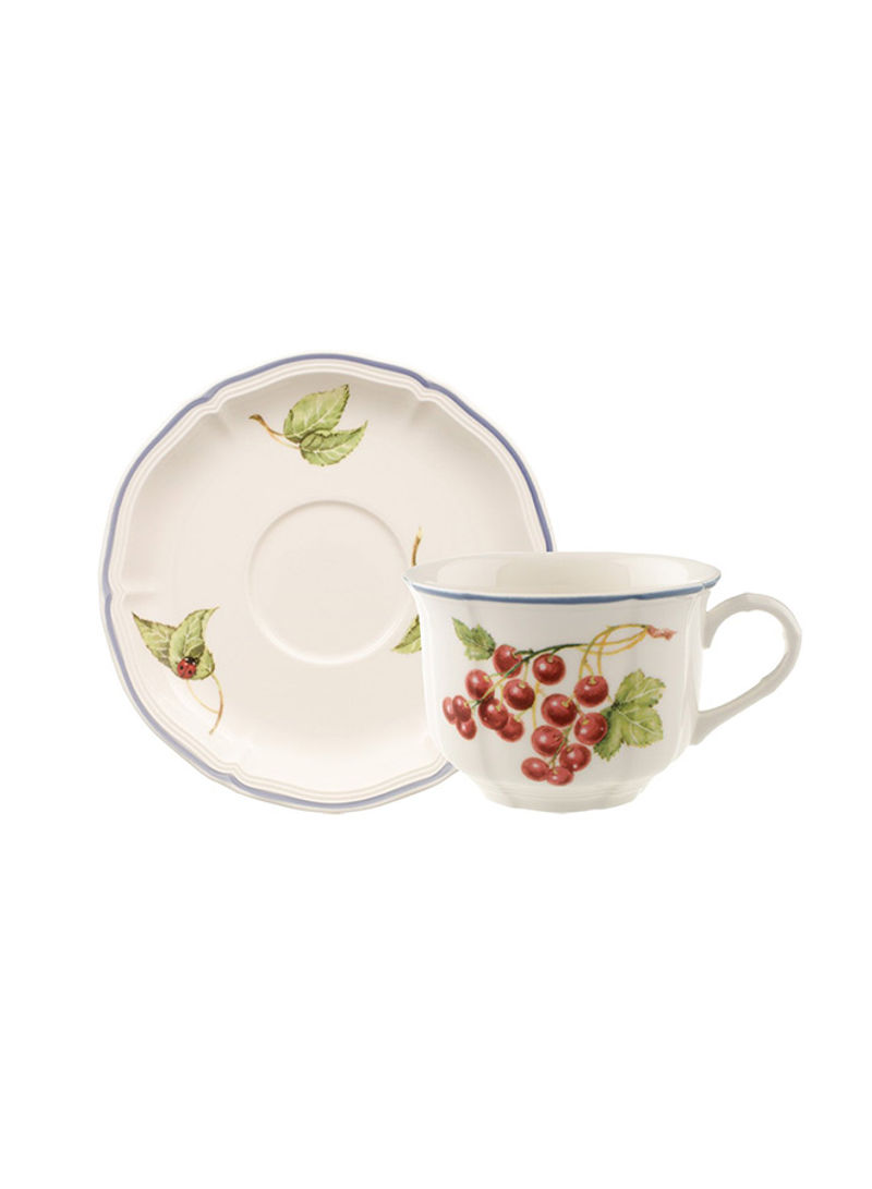 12-Piece Cottage Breakfast Cup And Saucer Set White/Red/Green