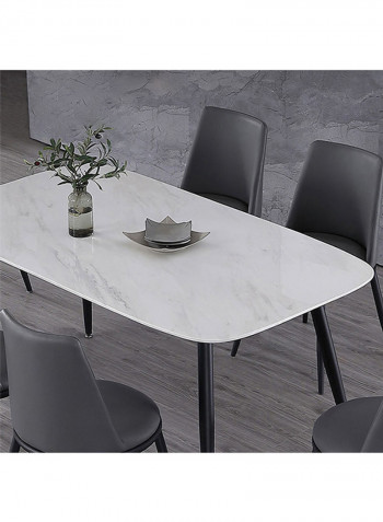 Nordic Marble Top Dining Table White/Black 160 x 90 x 75cm
