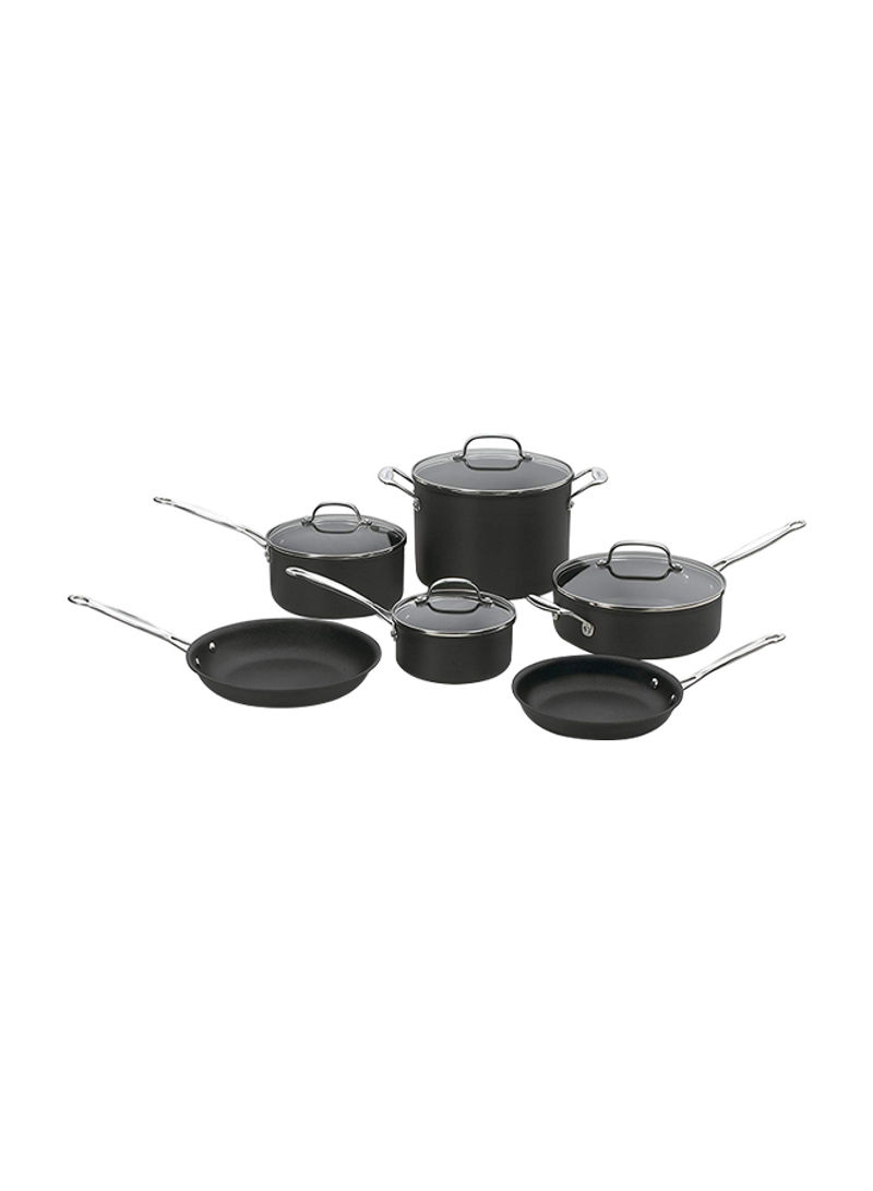 10-Piece Classic Nonstick Hard-Anodized Cookware Set Black/Clear