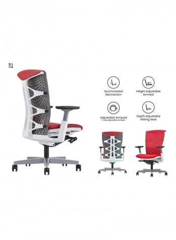 ICON Premium Ergonomic Office Chair Red/Grey/White