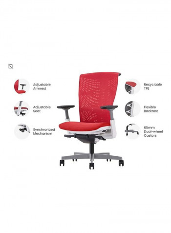 ICON Premium Ergonomic Office Chair Red/Grey/White