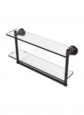 Washington Square Collection Two Tiered Glass Shelf With Towel Bar Brown/Clear 22inch