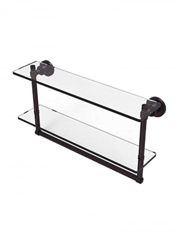 Washington Square Collection Two Tiered Glass Shelf With Towel Bar Brown/Clear 22inch