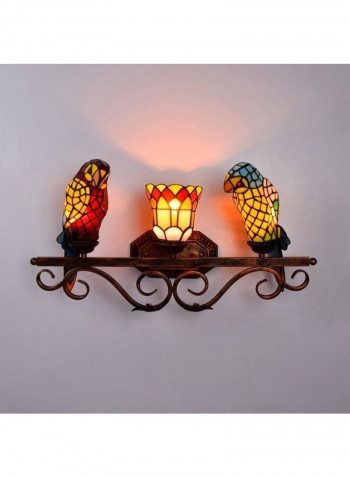Retro Parrot Glass Wall Lamp Red/Yellow 65x32x20centimeter