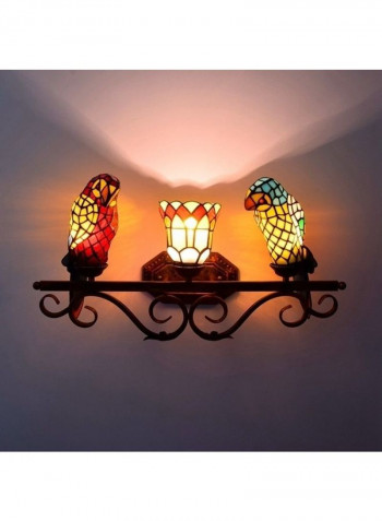 Retro Parrot Glass Wall Lamp Red/Yellow 65x32x20centimeter