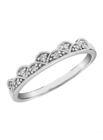 18 Karat White Gold Tiara Milgrain Diamond Ring