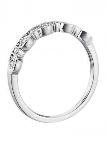 18 Karat White Gold Tiara Milgrain Diamond Ring