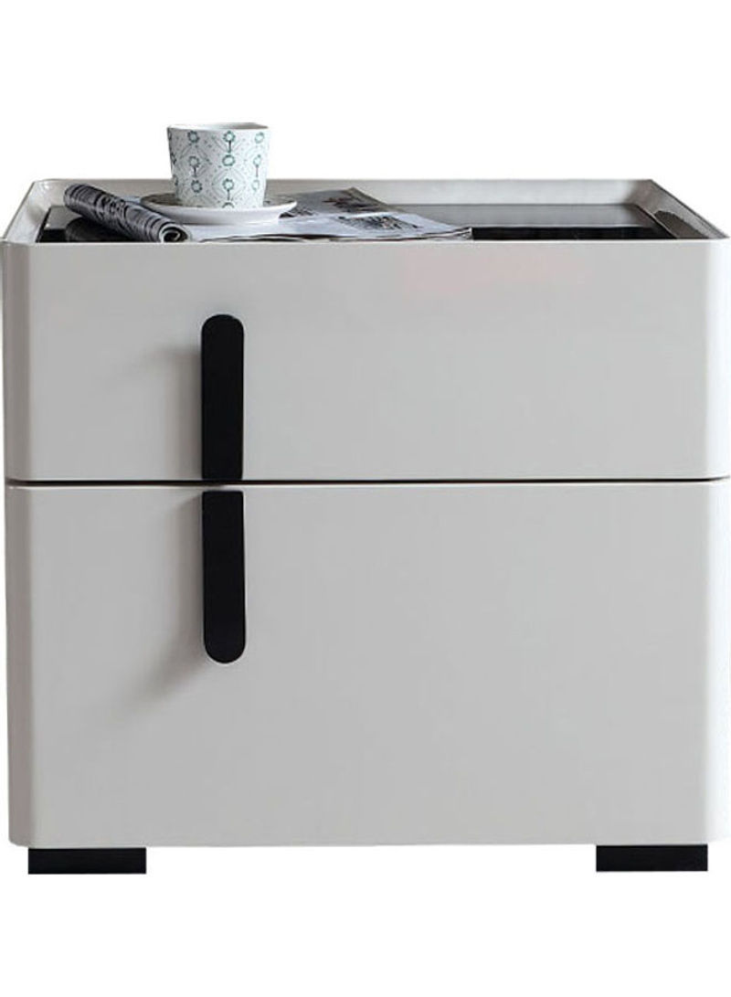 Solid Wooden Night Stand White/Black 50x40x46cm