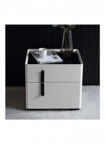 Solid Wooden Night Stand White/Black 50x40x46cm
