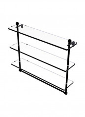Mambo Collection 3-Tier Integrated Towel Bar Glass Shelf Clear/Matte Black 22inch