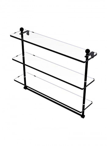 Mambo Collection 3-Tier Integrated Towel Bar Glass Shelf Clear/Matte Black 22inch