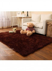 Solid Design Plush Rectangular Area Rug Brown 160x230centimeter