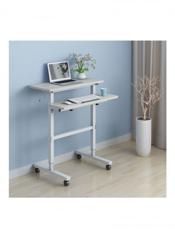 Dual Desktop Hand-Cranked Lifting Stand White/Grey 90 x 66 x 20cm