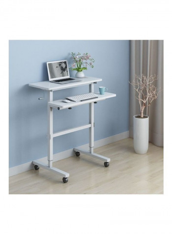 Dual Desktop Lifting Computer Desk White