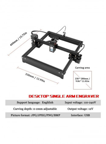 12V Desktop Single Arm Engraver Kit with Accessories Black