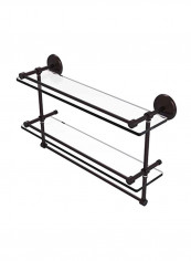 Double Glass Shelf With Towel Bar Black/Clear 22inch