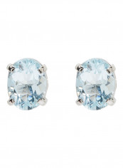 18 Karat White Gold Aquamarine Oval Earrings