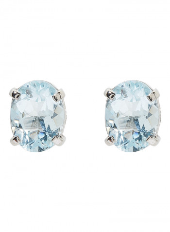 18 Karat White Gold Aquamarine Oval Earrings