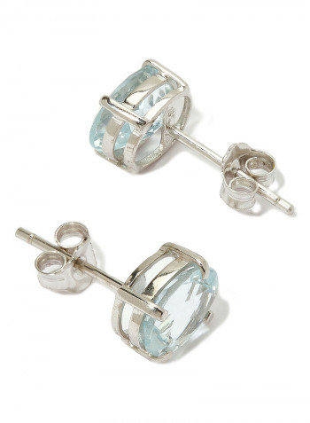18 Karat White Gold Aquamarine Oval Earrings