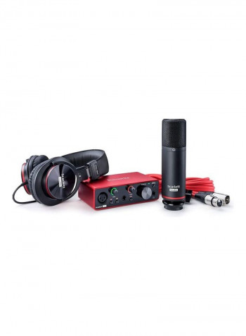 USB Audio Interface And Recording Bundle With Pro Tools Scarlett Solo Studio 810202015 Red/Black
