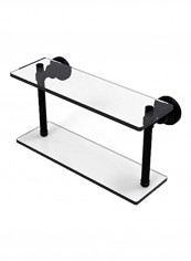 Washing Square Collection Two Tiered Glass Shelf Clear/Black 16inch