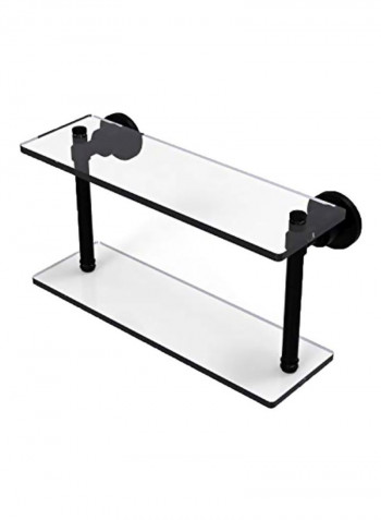 Washing Square Collection Two Tiered Glass Shelf Clear/Black 16inch