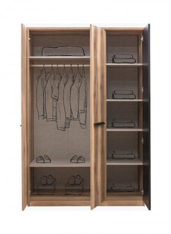 Nevada 3-Door Wardrobe Brown 55x202x134cm