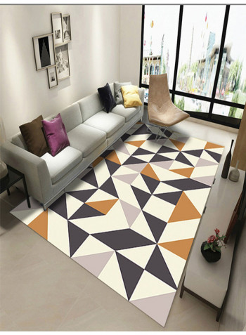 Block Soft Comfortable Anti-Skid Living Room Carpet Grey/Yellow/White 200x300centimeter